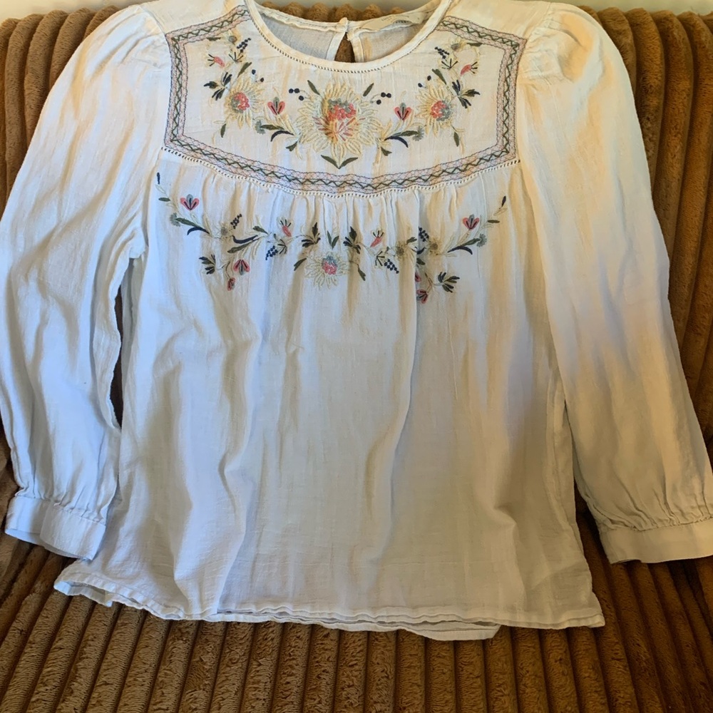 Lucky Brand White and Cream Floral Blouses